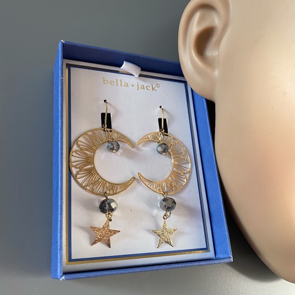 NWT Bella Jack Moon Mandala Star Crystal Drop Earrings - Picture 2 of 4